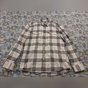 American Eagle Flannel Medium White Grey Blue